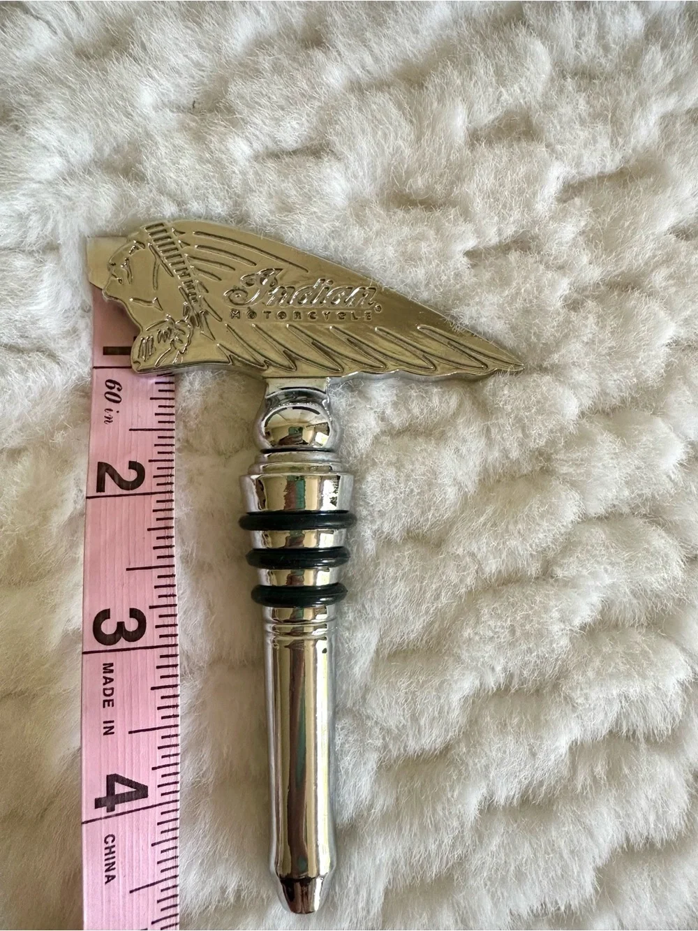 NIB, Indian Motorcycle Chrome Bottle Stopper - Silver